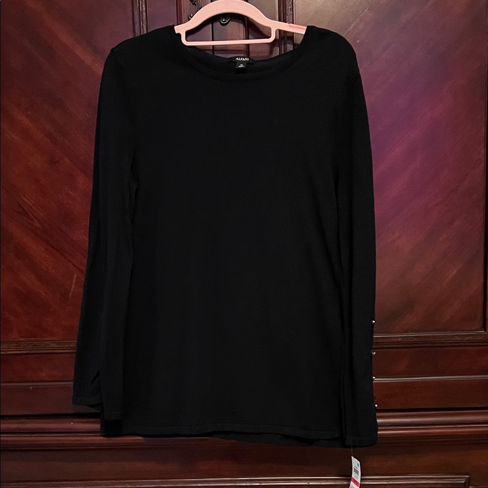 NWT!! Alfani Classic Black Long Sleeve Top